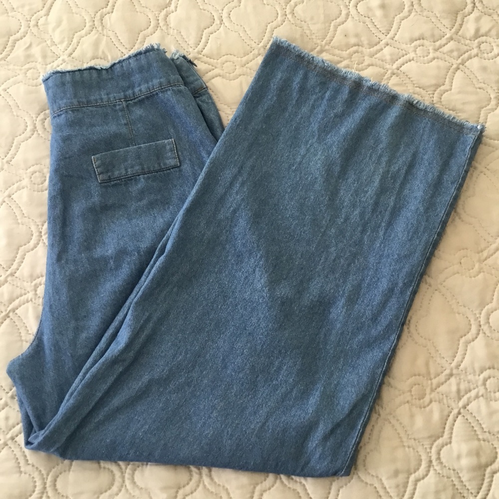 4SI33NNA High Waist Raw-Hem Wide Leg Trouser Jean